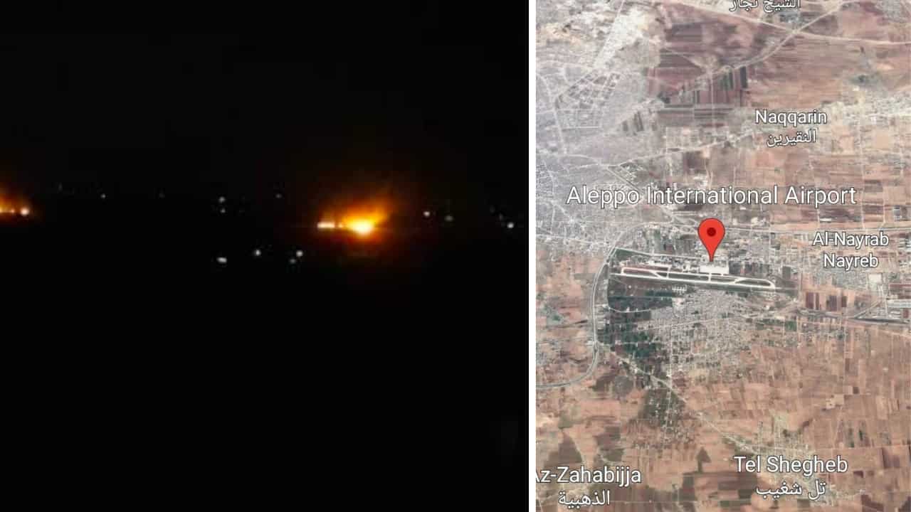 Watch: Four Israeli missiles strike Aleppo airport triggering explosions and fires