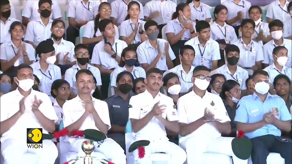Indian Prime Minister Narendra Modi unveils new ensign for the Indian Navy