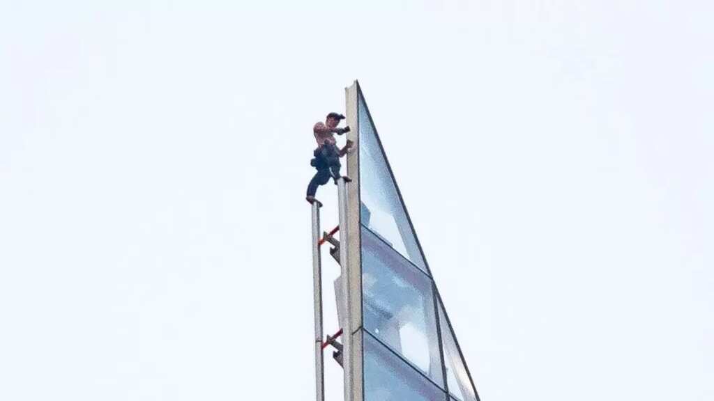 A barefoot and shirtless man was arrested for scaling London's 1,000-feet tall skyscraper The Shard