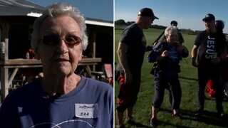 USA: Woman goes skydiving to celebrate her 91st birthday in Minnesota
