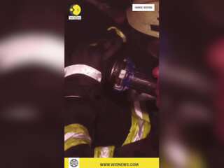 Firefighters battle flames at thermal power plant after missile strikes