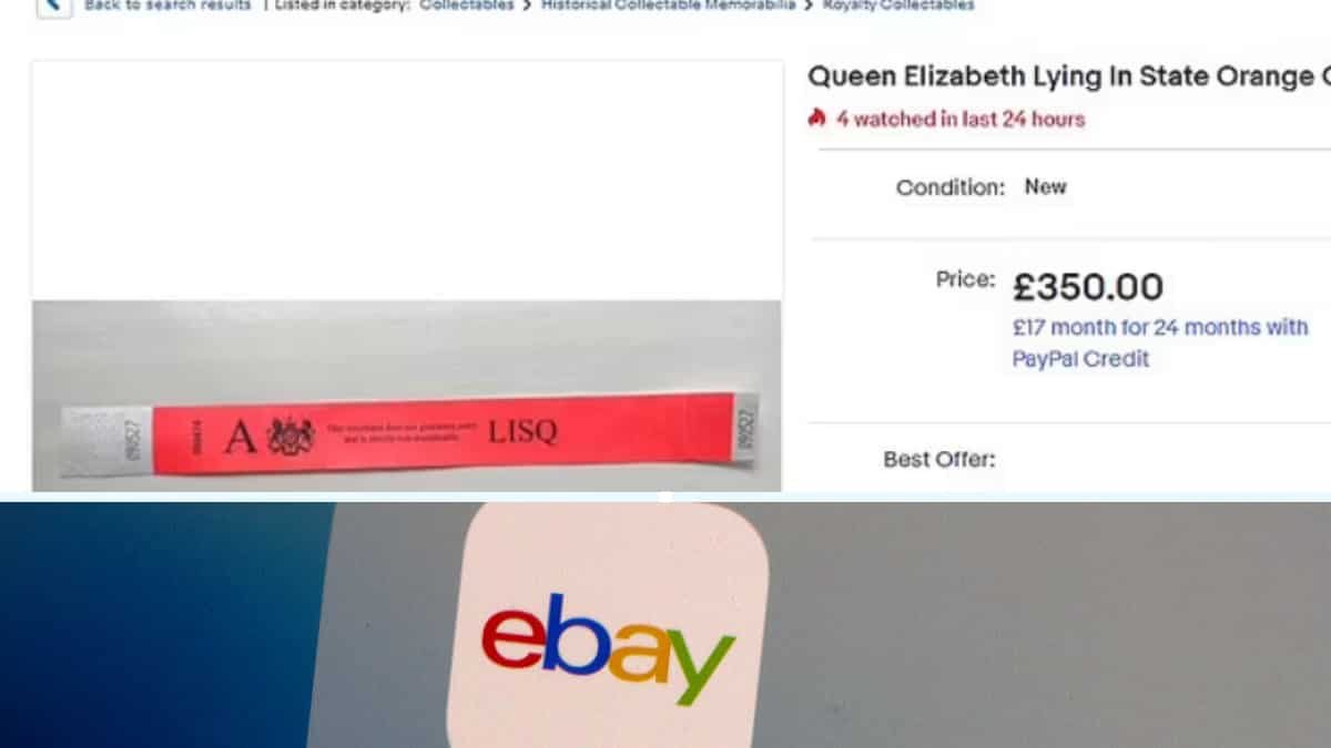 Wristbands required to attend Queen's lying in state being sold on eBay