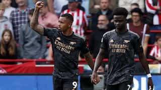 William Saliba and Gabriel Jesus score as Arsenal thrash Brentford 3-0 to regain Premier League top spot