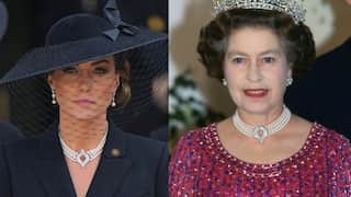 Kate Middleton pays solemn tribute to the Queen at her funeral, wears her four row pearl choker