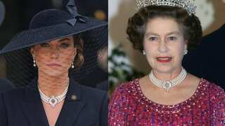 Kate Middleton pays solemn tribute to the Queen at her funeral, wears her four row pearl choker