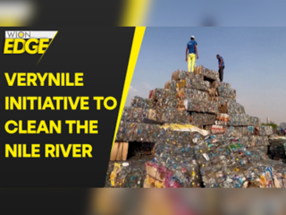 Plastic collected from the Nile river makes a 'pyramid' in Cairo