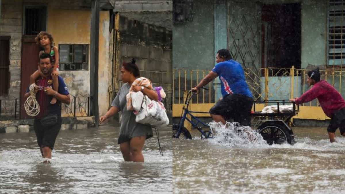 People struggle in hurricane