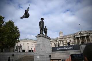 Post-colonial sculpture 'Antelope' unveiled in London's Trafalgar Square