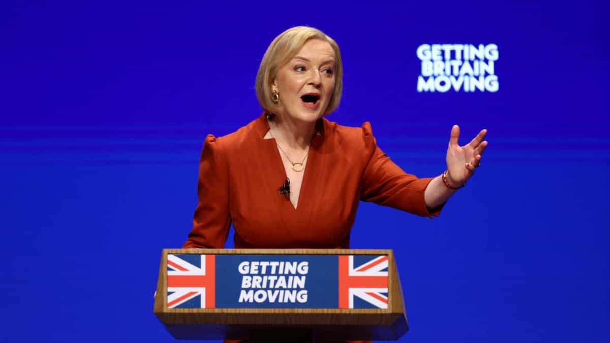 In a protest-hit speech, Truss pledges to steer country through 'stormy days'