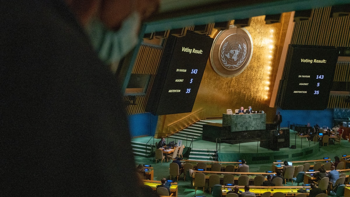 UNGA passes resolution condemning Russian 'illegal annexation' of Ukrainian land; India abstains from voting