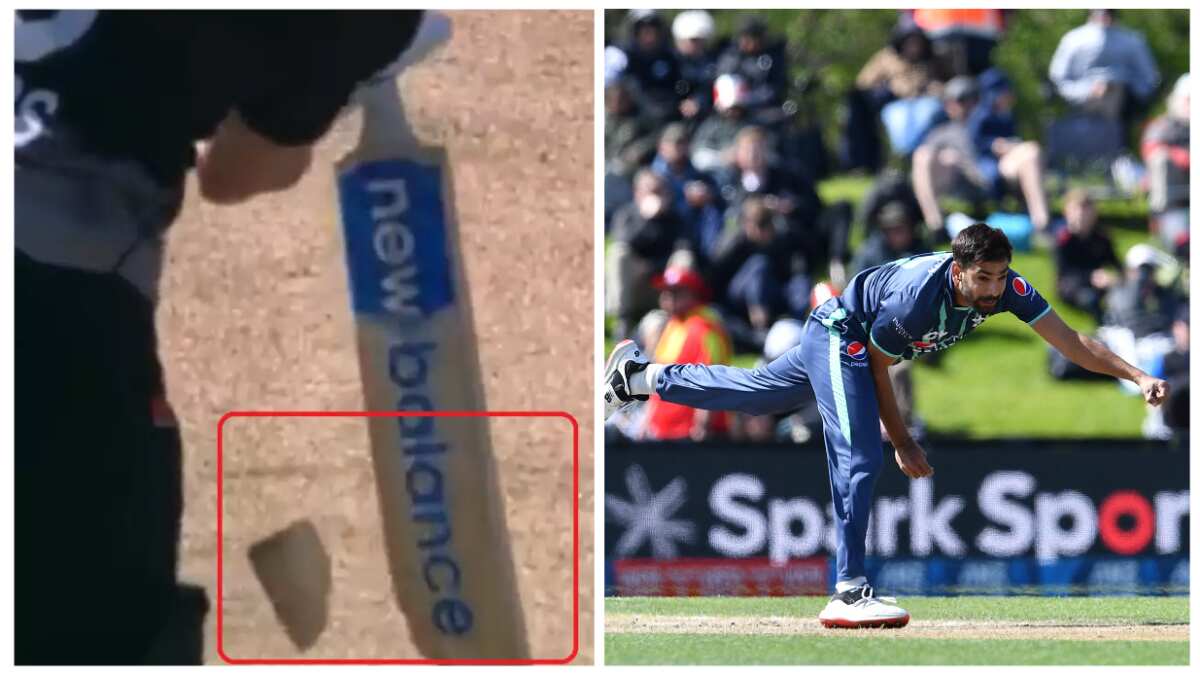 WATCH: Haris Rauf's delivery breaks Glenn Phillips' bat in tri-series final, video goes viral WATCH: Haris Rauf's delivery breaks Glenn Phillips' bat in tri-series final, video goes viral