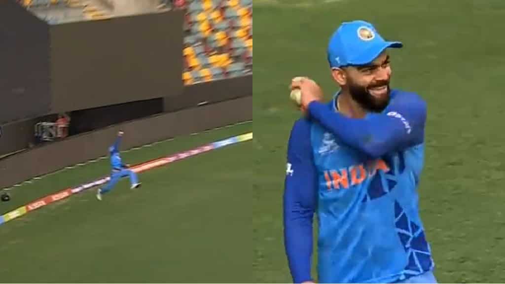 WATCH: Virat Kohli pulls off one-handed screamer on boundary rope in warm-up game against Australia
