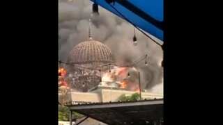 Watch: Giant dome of Grand Mosque in Indonesia catches fire, collapses