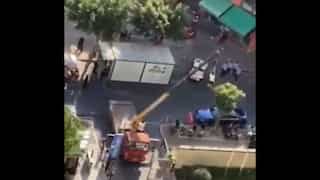 Too much distancing: Video shows Covid patient being lifted using crane, watch