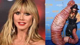 Heidi Klum dresses up as a giant worm for her annual Halloween gala, see pics