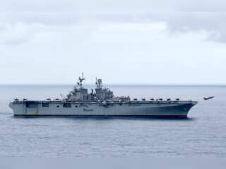 USS Tripoli arrives at Sydney harbour