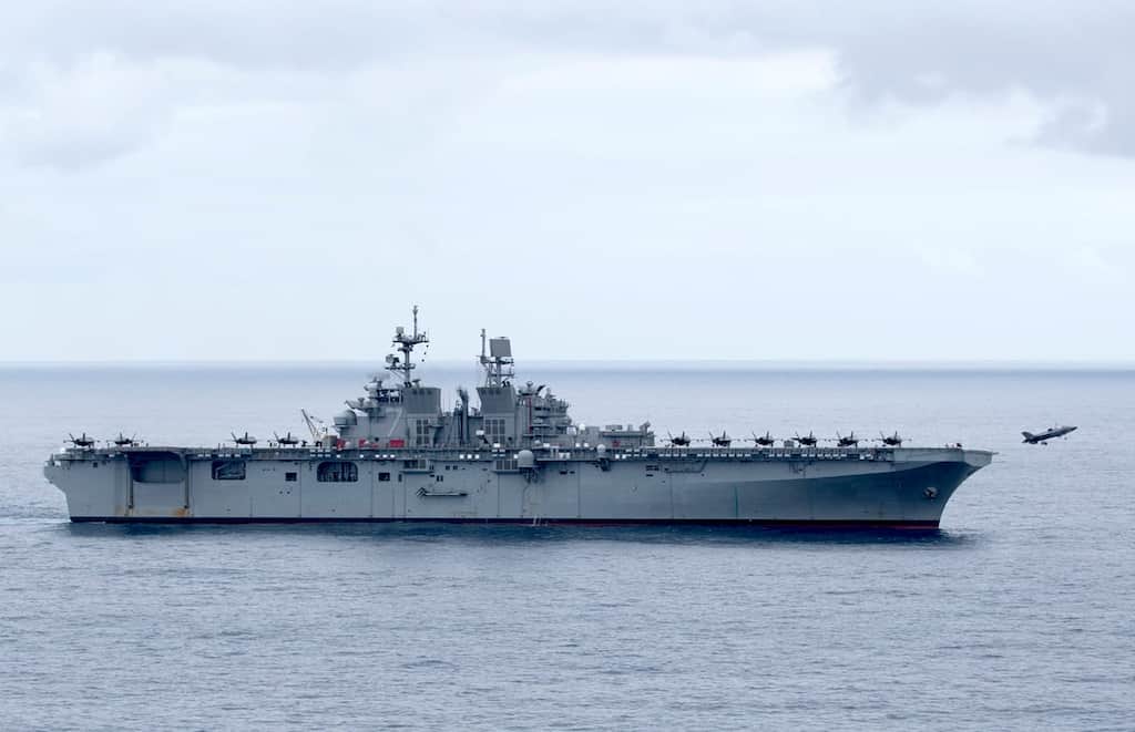 USS Tripoli arrives at Sydney harbour