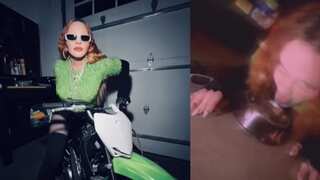 Madonna baffles fans as she drinks water out of a dog bowl, netizens call it 'disturbing'