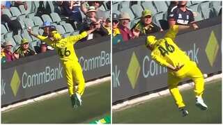 Simply UNBELIEVABLE! Ashton Agar pulls off a crazy effort to save a certain six in Aus-Eng 1st ODI - Watch