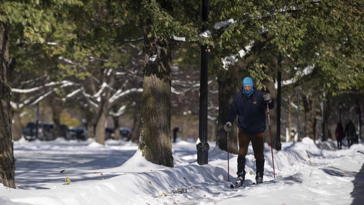 Skiing after the snow storm