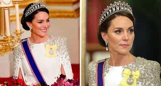 Kate Middleton debuts as Princess of Wales for state dinner in a tiara earlier worn by Princess Diana