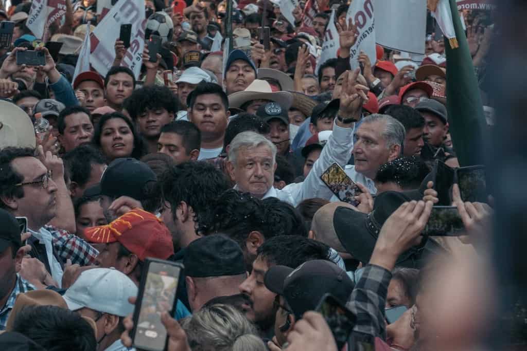 Mexico's President Lopez Obrador leads supporters in march through capital