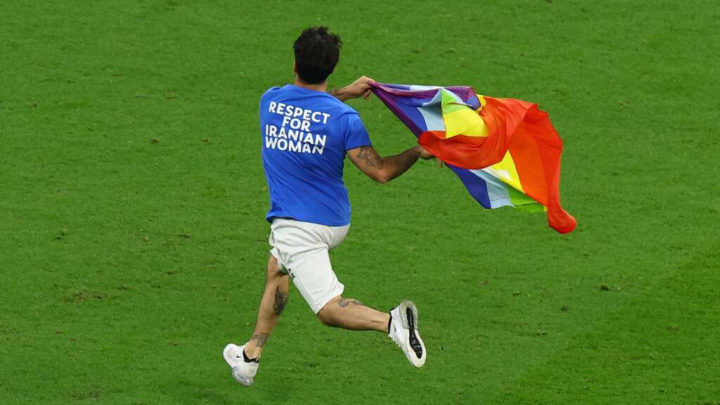 FIFA World Cup: Man holding rainbow flag invades Portugal vs Uruguay match - Watch