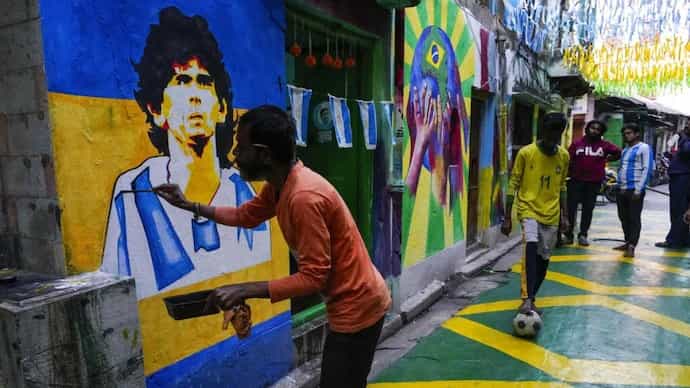 Football fans in Kolkata decorate entire street in theme of FIFA World Cup