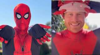 Prince Harry dresses up as Spider-Man for his special Christmas message