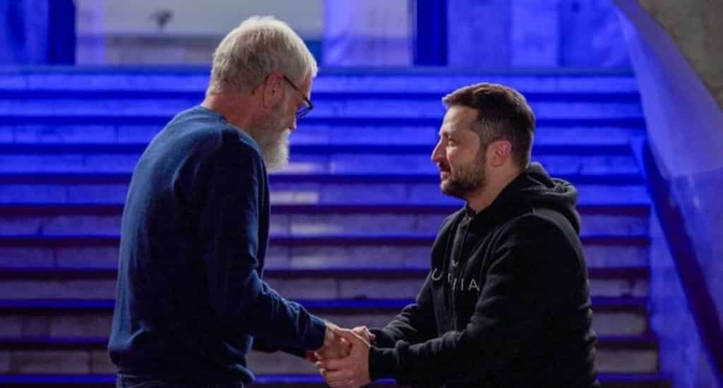 David Letterman interviews Volodymyr Zelensky in Kyiv subway 300 feet below the ground