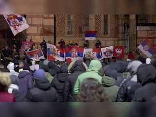Serbian nationalists protest in Belgrade in support of Kosovo Serbs