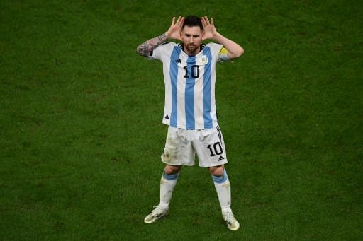 A charged up Messi during the quarterfinal game against Netherlands