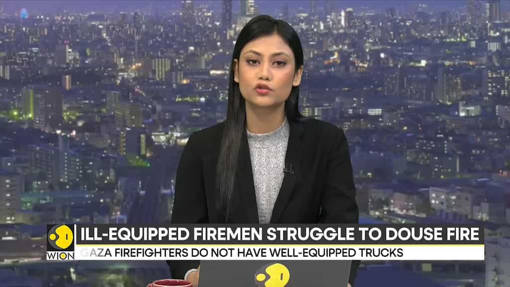 Struggle of Gaza's firefighters: Ill-equipped firefighters struggle to douse fire