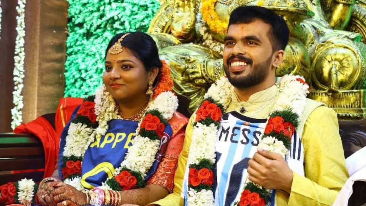 India: Football fan couple ties the knot wearing Argentina & France FIFA world cup jerseys