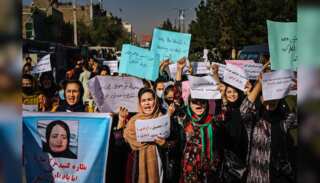 Afghan women continue to protest against Taliban's ban on education