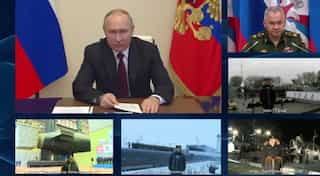 Russian president oversees commissioning of new warships, submarines