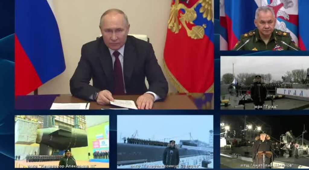Russian president oversees commissioning of new warships, submarines