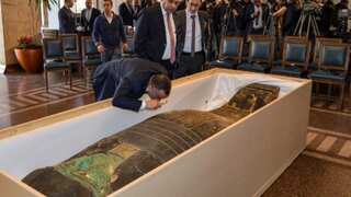 Egypt recovers looted 2,700-year-old green sarcophagus from the US