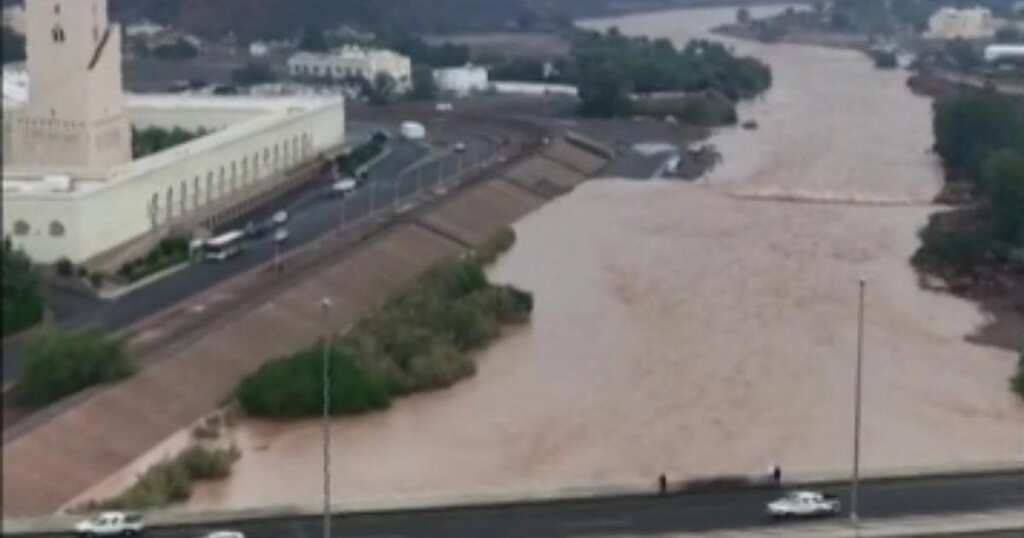 Watch: Drone footage shows floods in Saudi Arabia's Medina