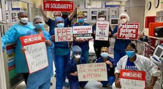 More than 7,000 nurses stage walkout at two New York City hospitals after wage negotiations fail