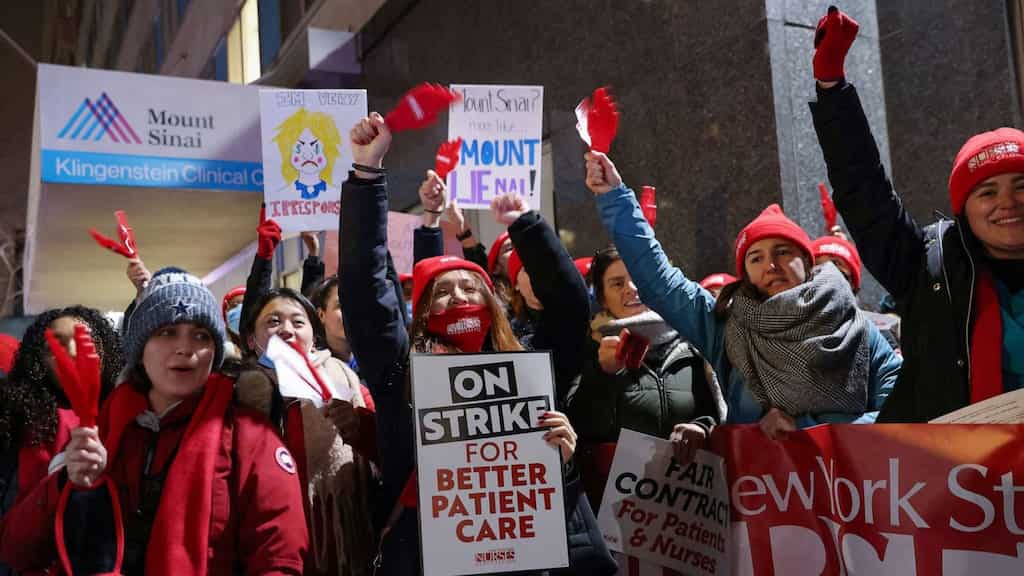 More than 7000 nurses at two of NYC's largest hospitals go on strike