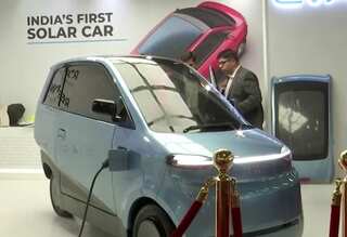 India unveils prototype of solar car at auto show focused on clean energy