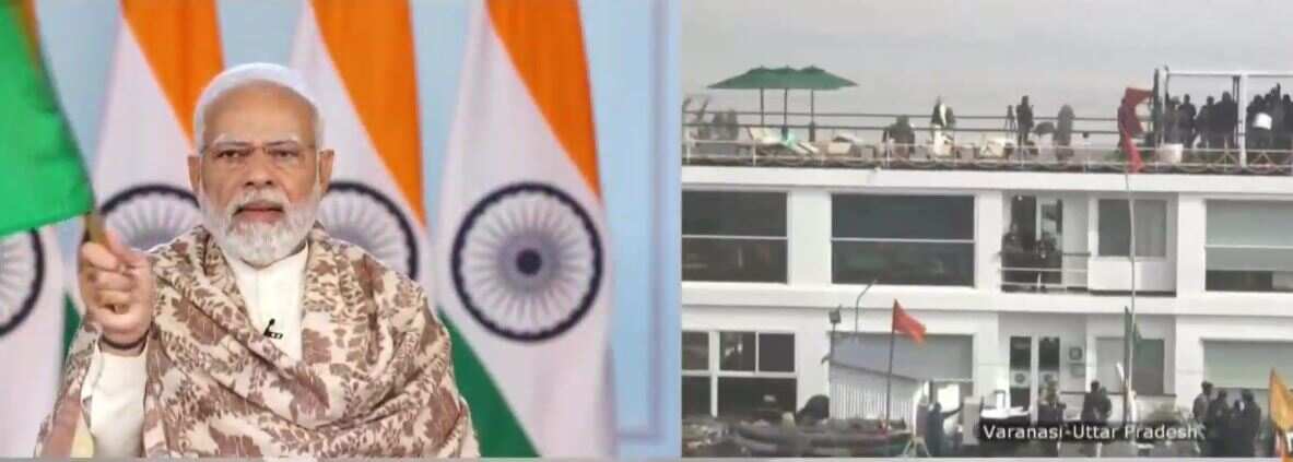 Prime Minister Modi flags off MV Ganga Vilas via video conferencing.