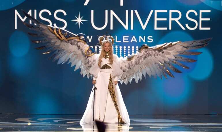 Miss Ukraine's powerful 'Warrior of Light' costume is the symbol of courage and strength