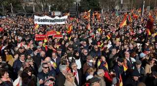 Thousands of people stage protest against PM Sanchez's government in Spain