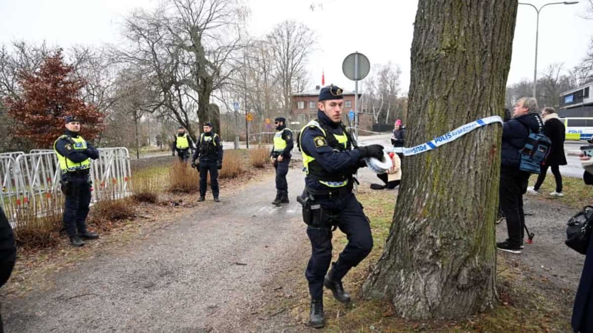 Swedish police cordon off the area outside Turkish embassy