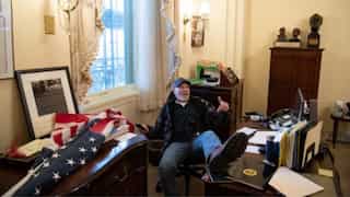 US Capitol riots: Four Oath Keepers and rioter who posed with feet on Pelosi’s desk found guilty
