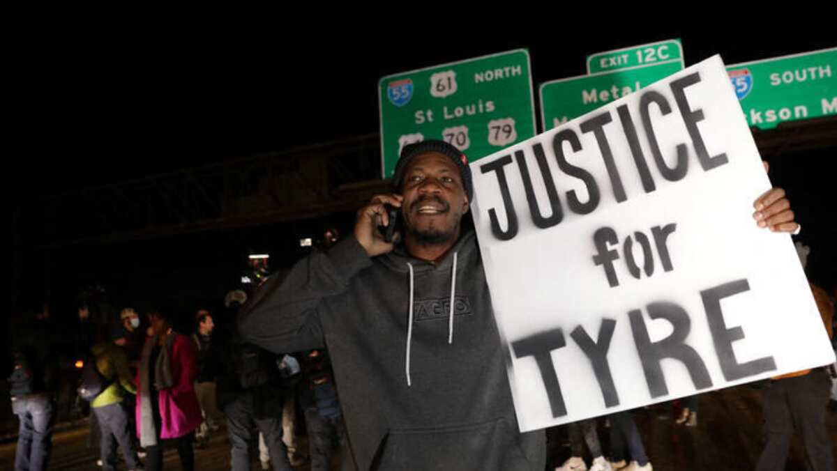 People chant 'Justice for Tyre' during Memphis police brutality protests