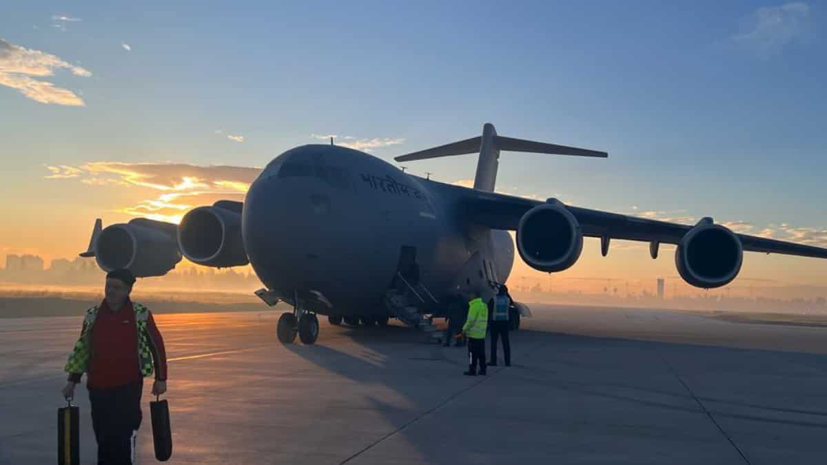 Indian Air Force C-17 flight in Adana, Türkiye