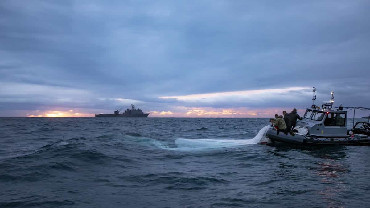 Updated images from 5 February, a day after F-22 Raptor fighter shot down the Chinese balloon